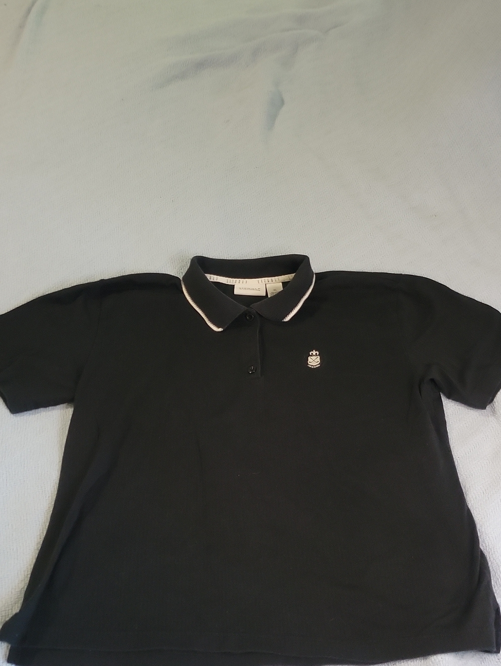 Black Short-Sleeve Polo with White Trim